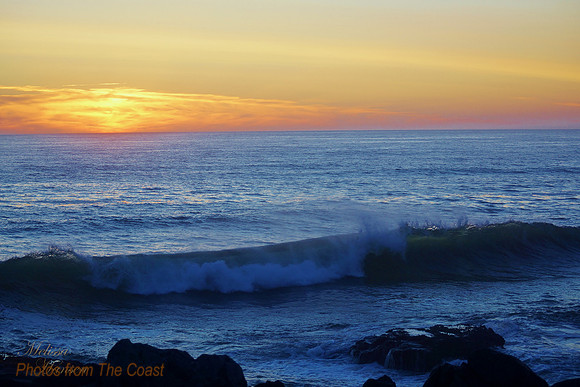 Spray Tops Wave at Sunset