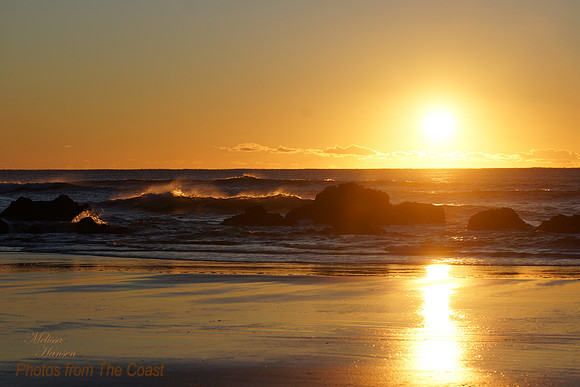 Sunset and Fiery Surf