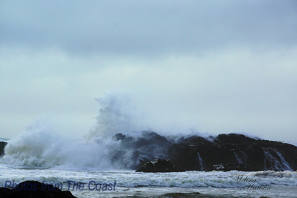 Big Ocean Splash on Huge Rock